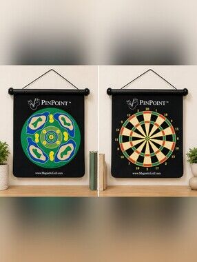 Vintage PinPoint Magnetic Golf Dart Board Game Double Sided